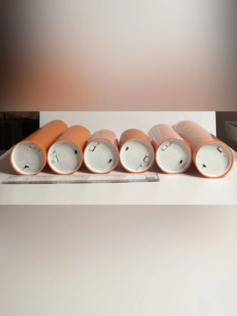 Candle Set Flickering 3  LED Pillars Different Heights in Orange